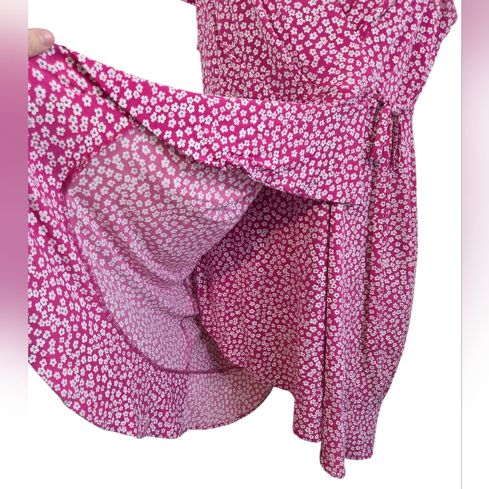 Jessica Howard Pink White Floral Texture Faux Wrap Spring Dress New With Tags - Picture 5 of 14